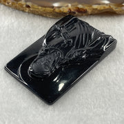 Type A Opaque Black Omphacite Jadeite Jesus Christ Pendant 40.65g 58.6 by 39.3 by 8.2mm - Huangs Jadeite and Jewelry Pte Ltd