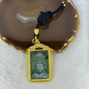 Type A Blueish Green Jadeite Guan Yin S925 Silver Pendent Necklace 30.47g 46.0 by 30.0 by 2.0mm - Huangs Jadeite and Jewelry Pte Ltd