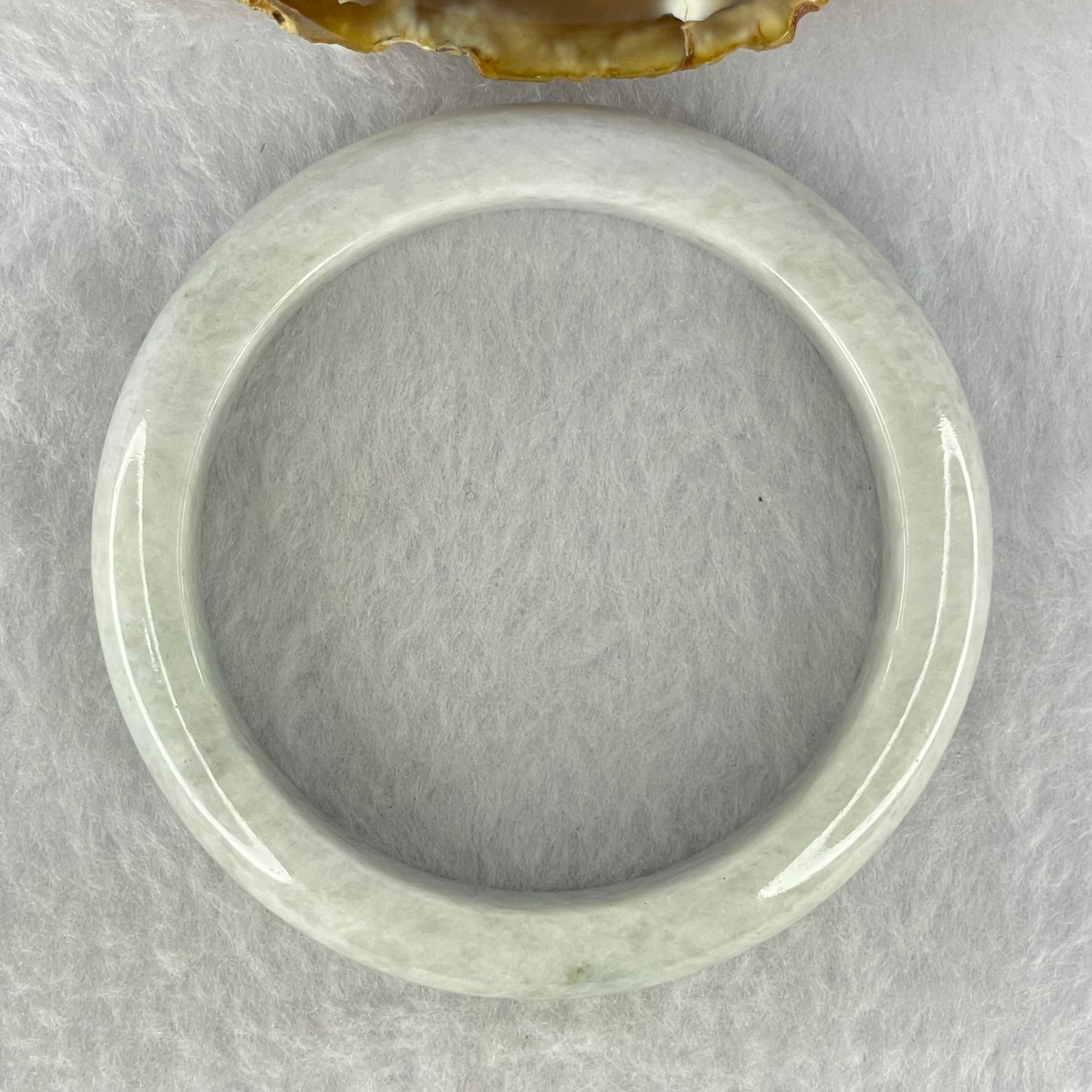 Type A Light Lavender with Moss Green Patch Jadeite Bangle Internal Diameter 55.0mm 53.12g 12.5 by 8.4mm (Slight Internal Lines) - Huangs Jadeite and Jewelry Pte Ltd