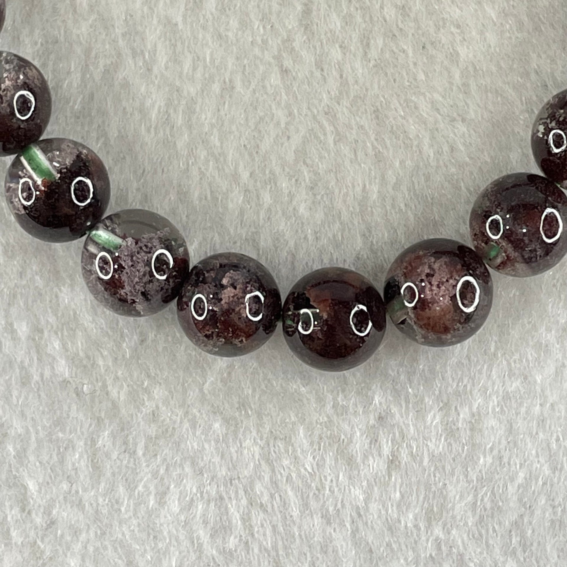Good Grade Natural Red Phantom Quartz Beads Bracelet 19.21g 15.5cm 8.8mm 22 Beads - Huangs Jadeite and Jewelry Pte Ltd