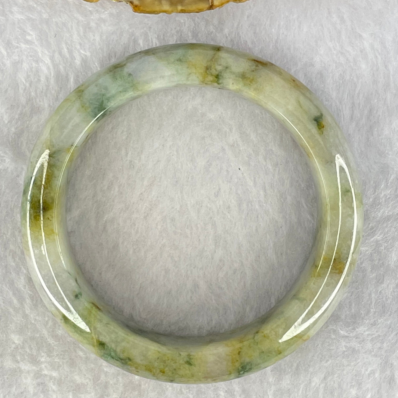 Type A Lavender with Green and Yellow Piao Hua Jadeite Bangle Internal Diameter 54.0mm 74.77g 15.1 by 9.6mm (External Line) - Huangs Jadeite and Jewelry Pte Ltd