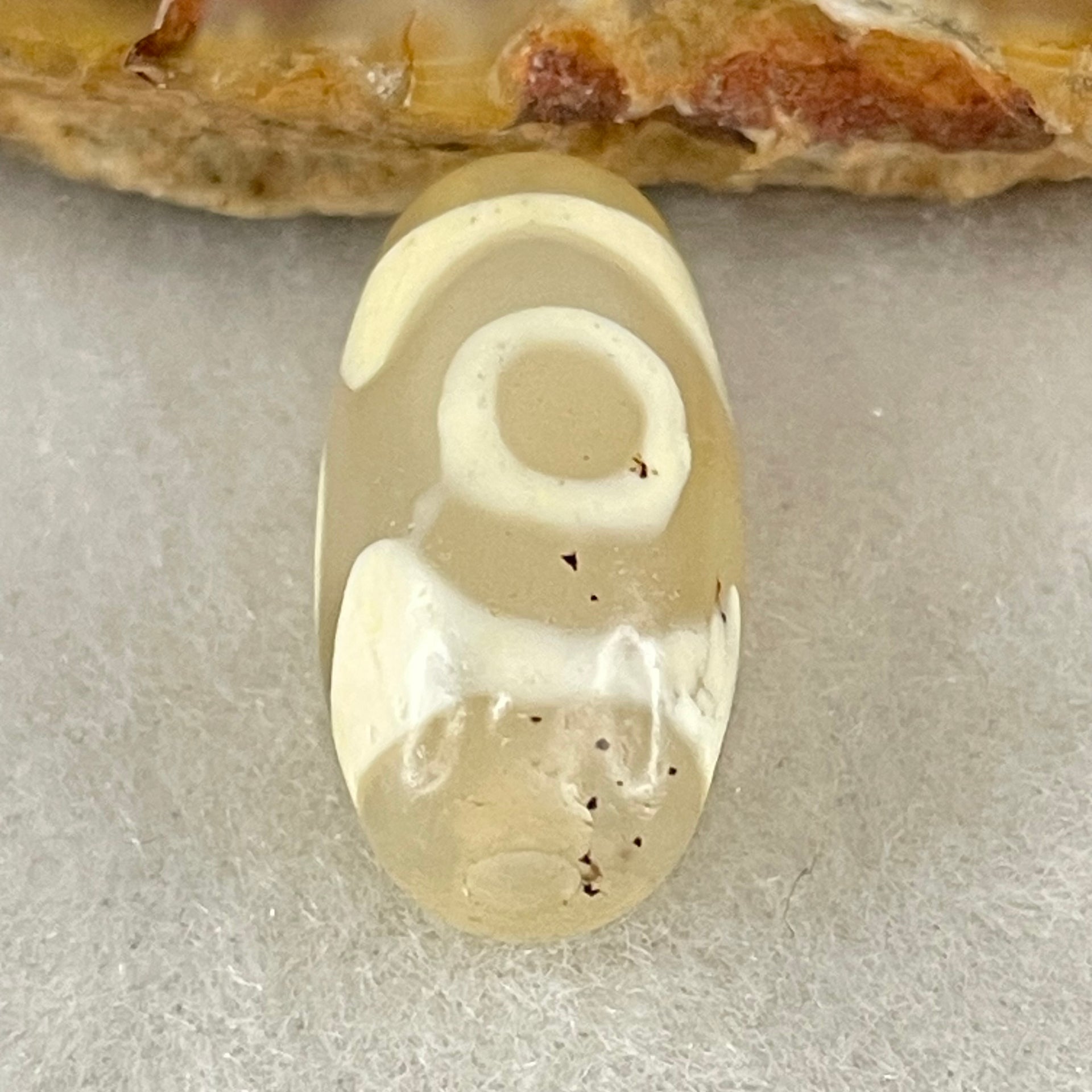 Natural Powerful Tibetan Old Oily Agate 3 Eyes Dzi Bead Heavenly Master (Tian Zhu) 三眼天诛 2.96g 20.2 by 10.0mm - Huangs Jadeite and Jewelry Pte Ltd