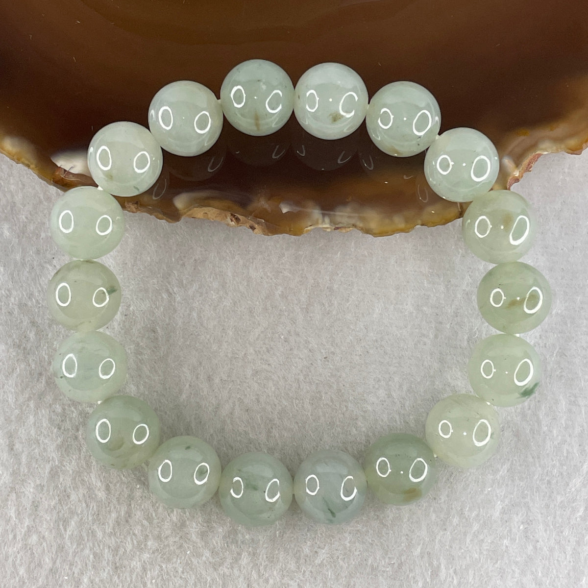 Natural Type A Jelly Light Green & Yellowish Piao Hua Jadeite Beads Bracelet | (41.82g | 16.0cm | 11.1mm x 18 Beads | Synergy, Dual Wealth "Huang Jia Lu" Magnet & Feng Shui Prosperity Catalyst)