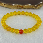 Natural Golden Yellow Amber Beads Turtle Shell Bracelet 6.87g 16cm 7.8mm 24 Beads - Huangs Jadeite and Jewelry Pte Ltd