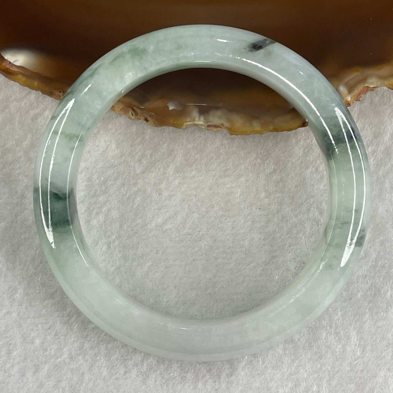 Certified Type A Light Green with Dark Green Piao Hua Jadeite Bangle Internal Diameter 50.1mm 44.40g 11.0 by 9.2mm ( Very Slight Internal Lines )