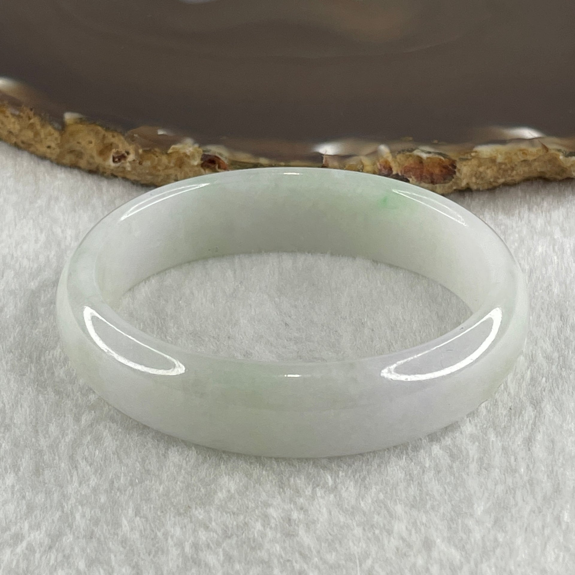 Type A Natural Light Green with Faint Lavender Jadeite Oval Bangle 39.14g Inner Diameter 53.6mm 14.0 by 6.0mm (Slight Internal Line) - Huangs Jadeite and Jewelry Pte Ltd