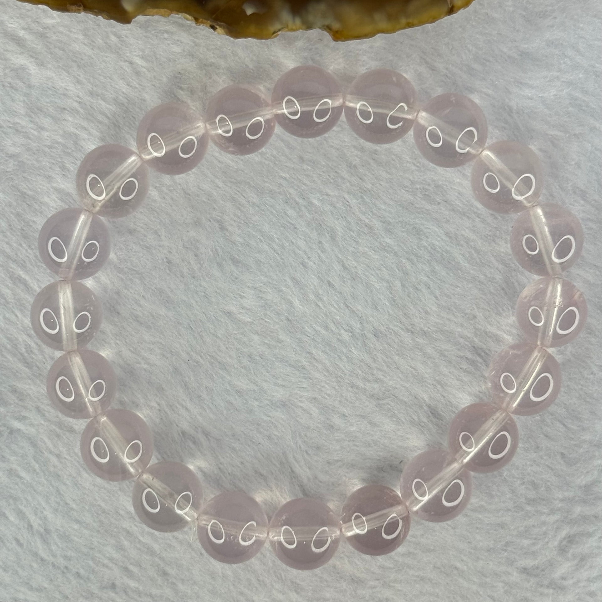 Natural Rose Quartz Beads Bracelet 天然玫瑰石英珠手链 29.34g 17.5cm 10.3mm 20 Beads - Huangs Jadeite and Jewelry Pte Ltd
