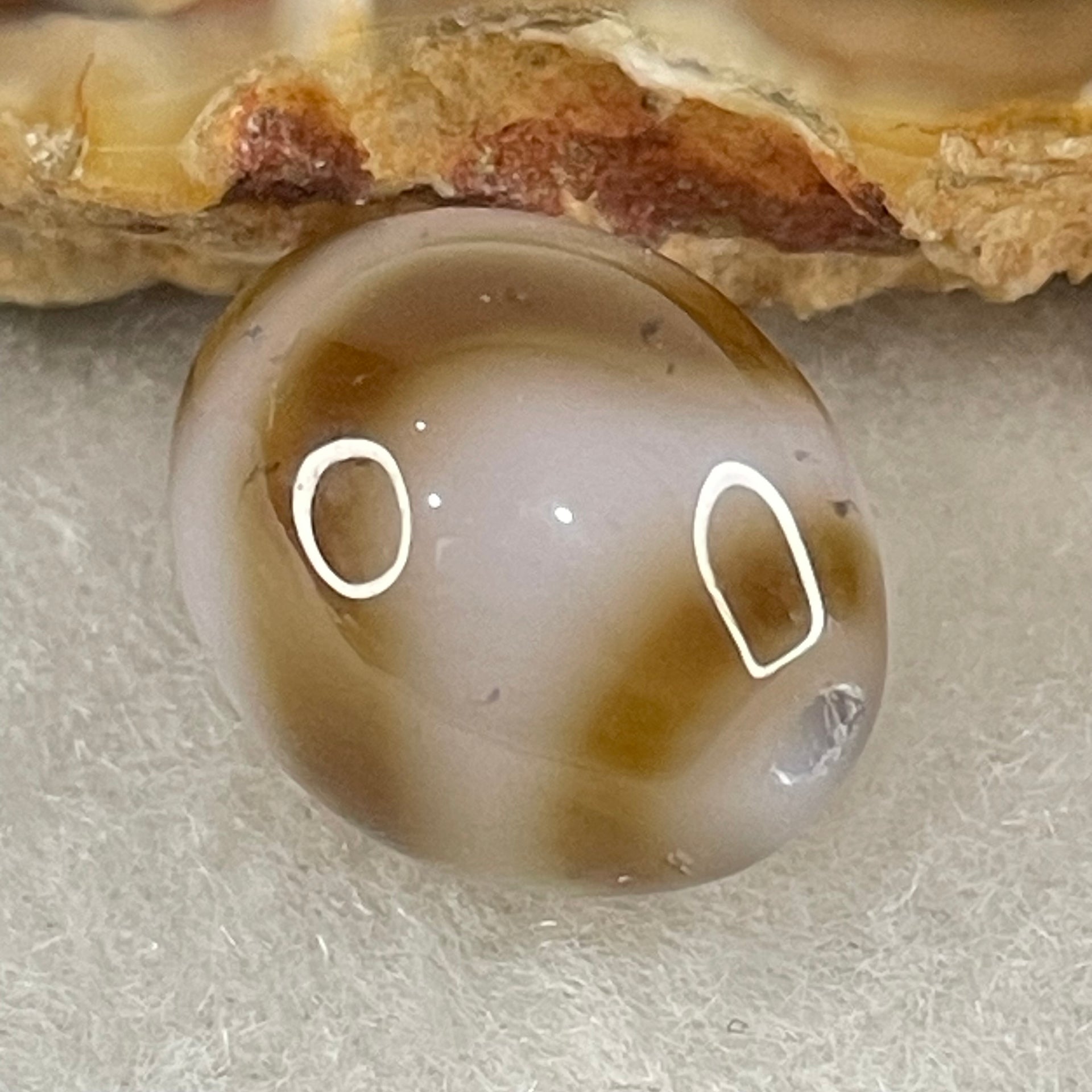 Natural Powerful Tibetan Old Oily Agate Tiger Tooth Daluo Dzi Bead Heavenly Master (Tian Zhu) 2.84g 14.5 by 12.0mm - Huangs Jadeite and Jewelry Pte Ltd