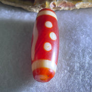 Natural Powerful Tibetan Old Oily Red White Agate One Eye Water Element Dzi Bead Heavenly Master (Tian Zhu) 一眼水元素天珠 10.49g 38.1 by 13.4mm - Huangs Jadeite and Jewelry Pte Ltd