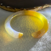 Natural Yellowish Pink Agate Heart Shape And Hands Bangle Internal Dimeter 58.6mm 39.03g 9.9 by 9.9mm - Huangs Jadeite and Jewelry Pte Ltd