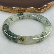 Transparent Colourless with Dark Green and Yellowish White Piao Hua Sodium Feldspar Jade Bangle 水沫玉手镯 Internal Diameter 55.8mm 47.38g 10.8 by 10.8mm - Huangs Jadeite and Jewelry Pte Ltd