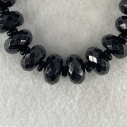 Type A Opaque Black Omphacite Jadeite Faceted Donut Ping An Kou Shape Beads Bracelet 59.39g 15cm 14.3mm 19 Beads - Huangs Jadeite and Jewelry Pte Ltd
