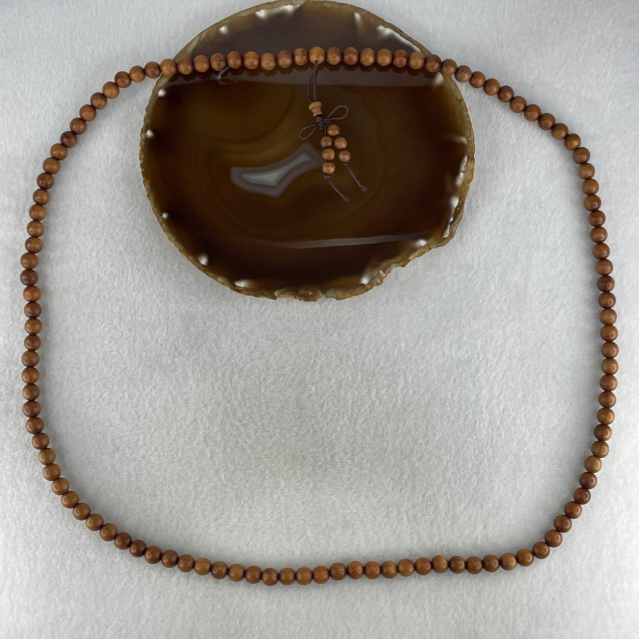 Certified Natural Sandalwood Beads Necklace 34.39g 86cm 8.1mm 111Beads - Huangs Jadeite and Jewelry Pte Ltd