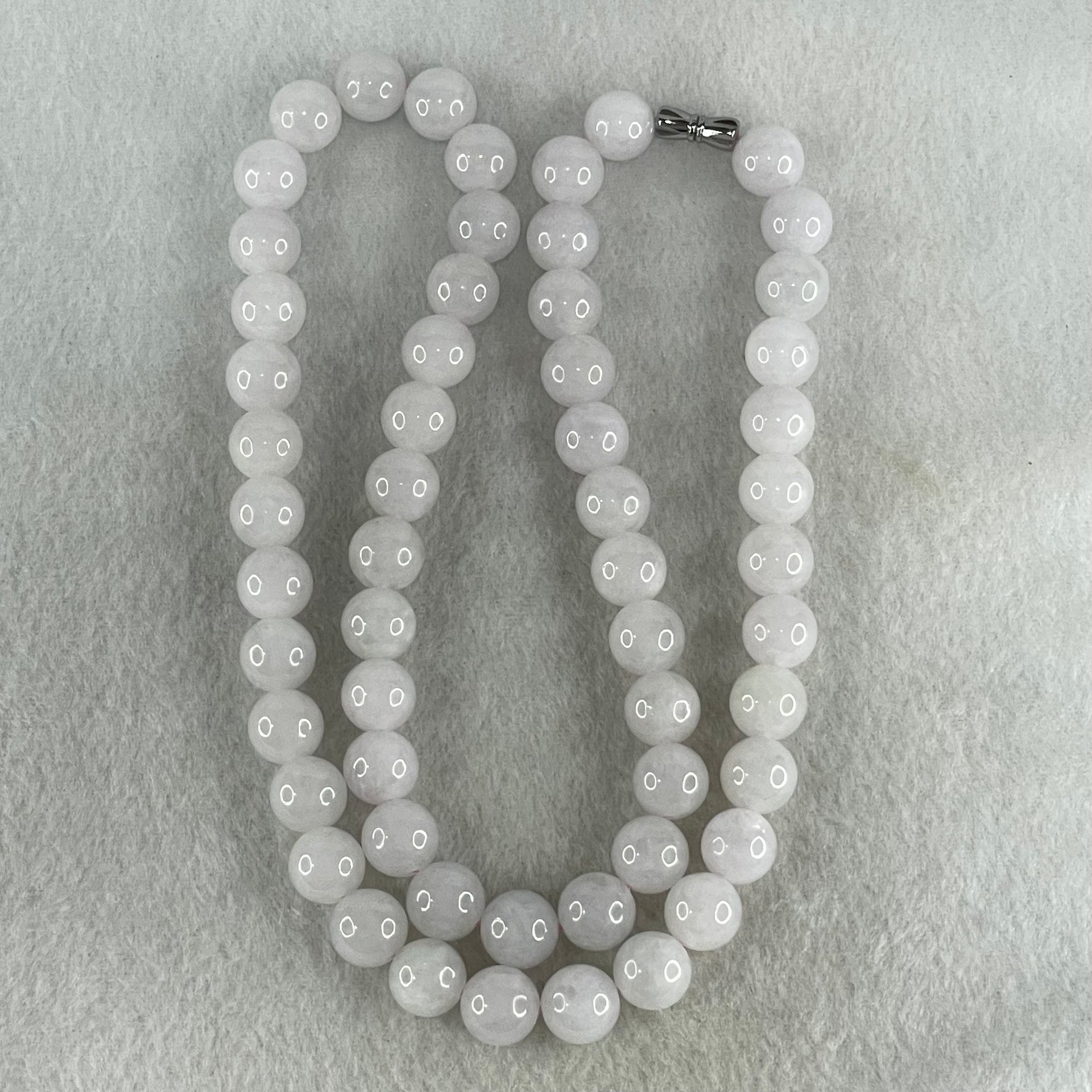 Type A Full Faint Lavender Jadeite Beads Necklace 94.46g 54cm 9.9mm 57 Beads - Huangs Jadeite and Jewelry Pte Ltd