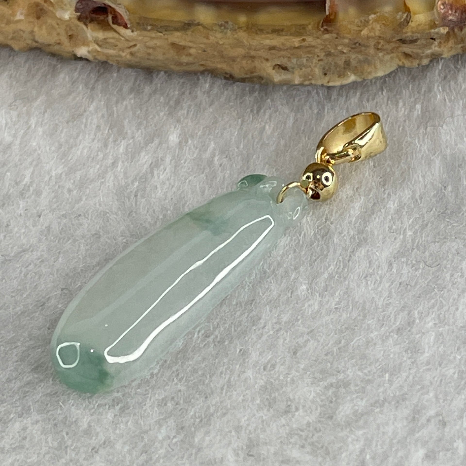 Type A Semi Icy Faint Lavender with Green Patches Jadeite Ruyi Pendant 1.49g 24.2 by 8.5 by 3.5mm - Huangs Jadeite and Jewelry Pte Ltd