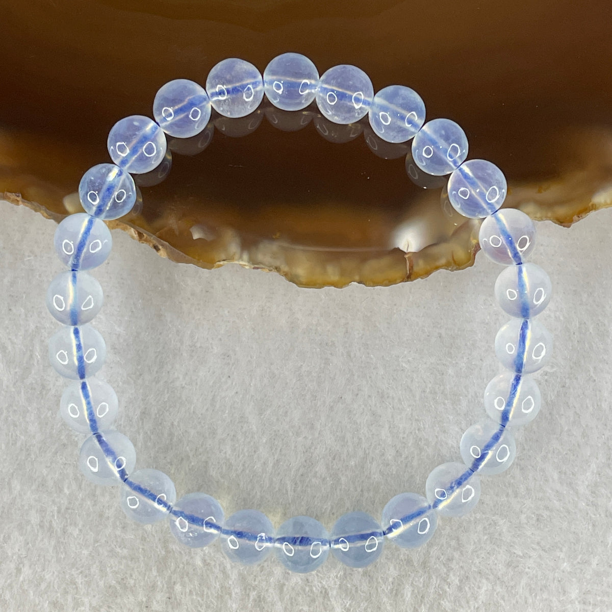 Certified Natural Average Grade Aquamarine Beads Bracelet | 15cm Petite Strand of 26 Beads 7.0mm (11.86g | Serene Calm, Fluid Communication & Water Element Energy Shield)