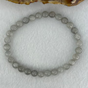 Natural Grey Rabbit Hair Beads Bracelet 9.59g 15.5cm 6.3mm 30 Beads - Huangs Jadeite and Jewelry Pte Ltd