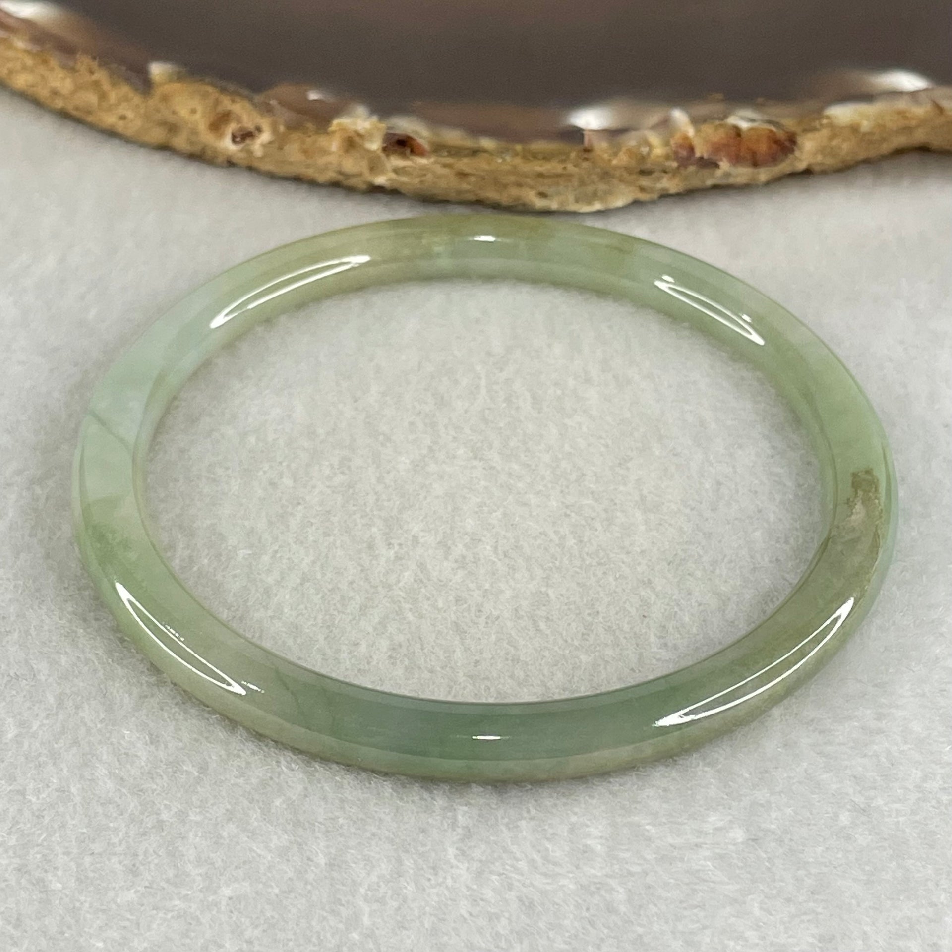 Type A Green Jadeite Bangle 17.07g Inner Diameter 57.4mm 5.1 by 6.4mm (Internal Lines) - Huangs Jadeite and Jewelry Pte Ltd