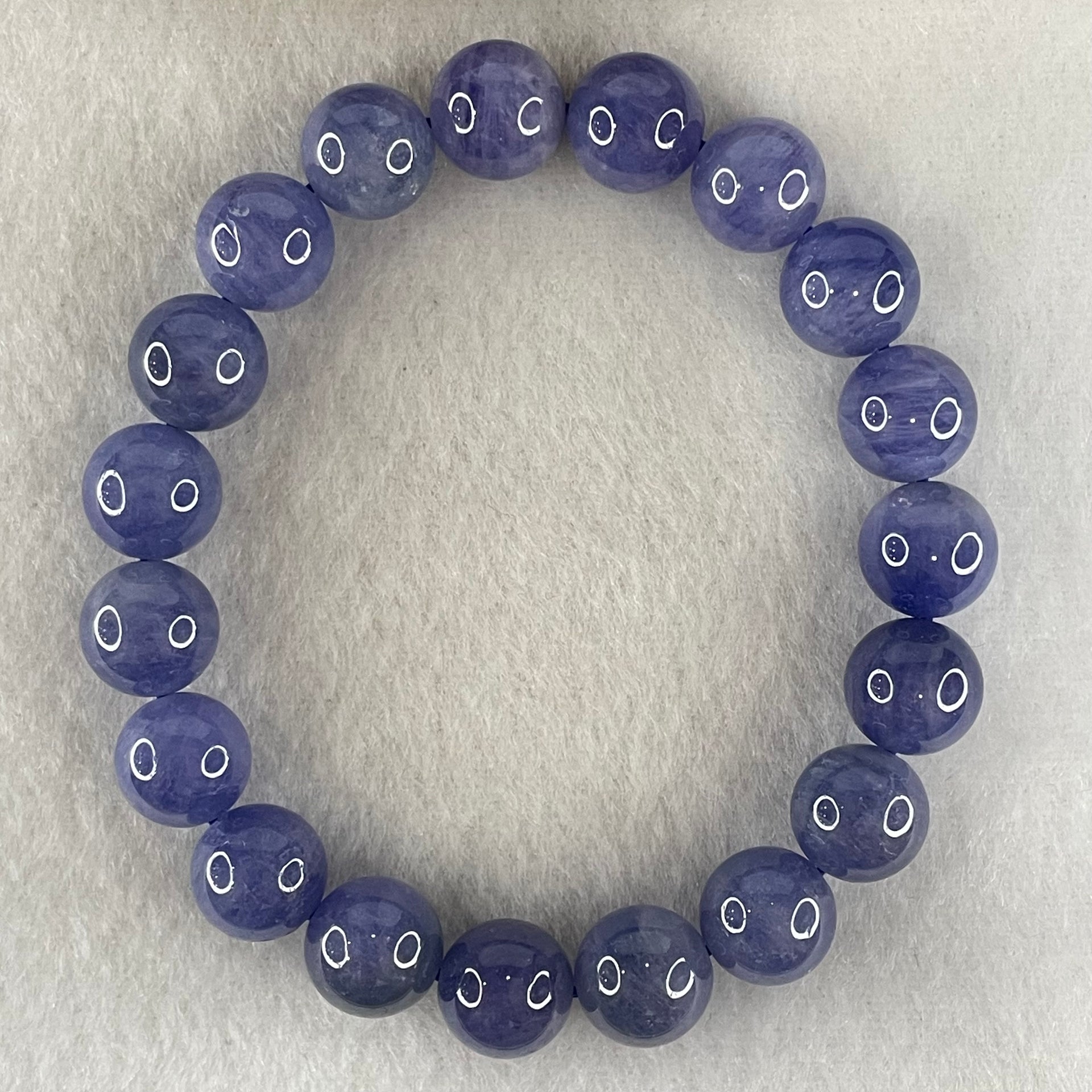 Above Average Grade Natural Blue Tanzanite Beads Bracelet 34.61g 15.5cm 10.2mm 19 Beads - Huangs Jadeite and Jewelry Pte Ltd