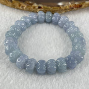 High Grade Type A Full Intense Blueish Lavender Jadeite Lotus Flower Beads Bracelet 33.91g 14cm 10.7mm 24pcs - Huangs Jadeite and Jewelry Pte Ltd