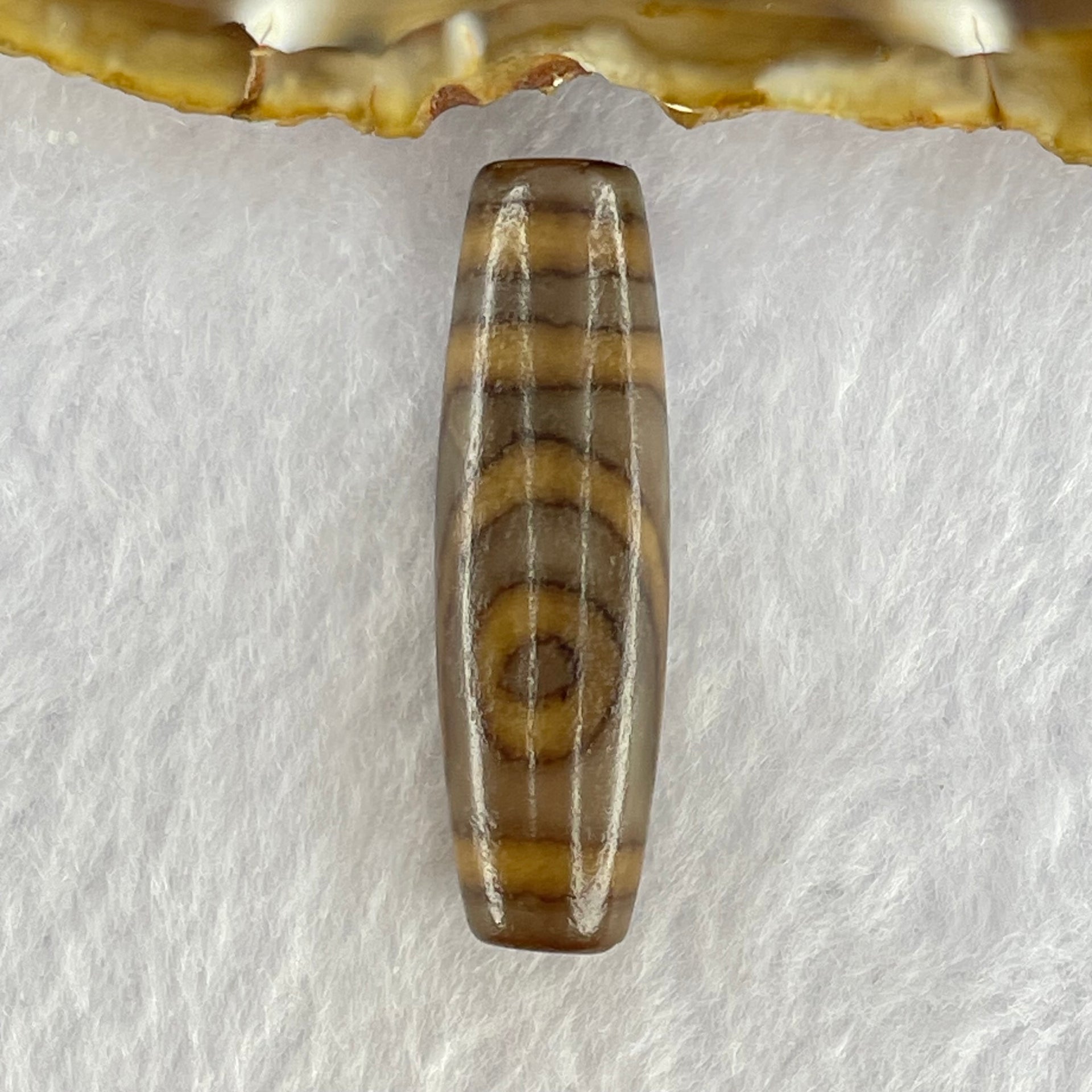 Natural Powerful Tibetan Old Oily Agate 2 Eyes Dzi Bead Heavenly Master (Tian Zhu) 二眼天诛 7.94g 38.9 by 11.6mm - Huangs Jadeite and Jewelry Pte Ltd