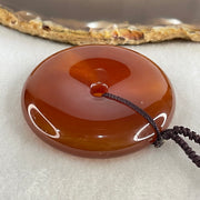 Natural Red Chalcedony Ping An Kou Donut 55.771g 52.6 by 11.2mm with White Crystal Beads Necklace 60cm - Huangs Jadeite and Jewelry Pte Ltd