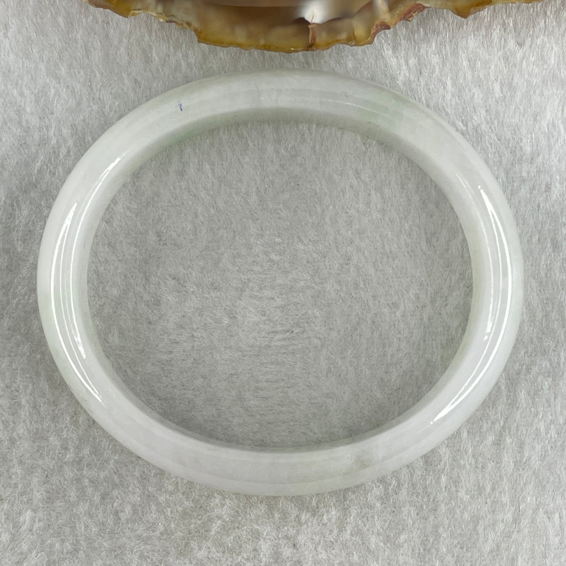 Type A Natural Light Green with Faint Lavender Jadeite Oval Bangle 39.14g Inner Diameter 53.6mm 14.0 by 6.0mm (Slight Internal Line) - Huangs Jadeite and Jewelry Pte Ltd