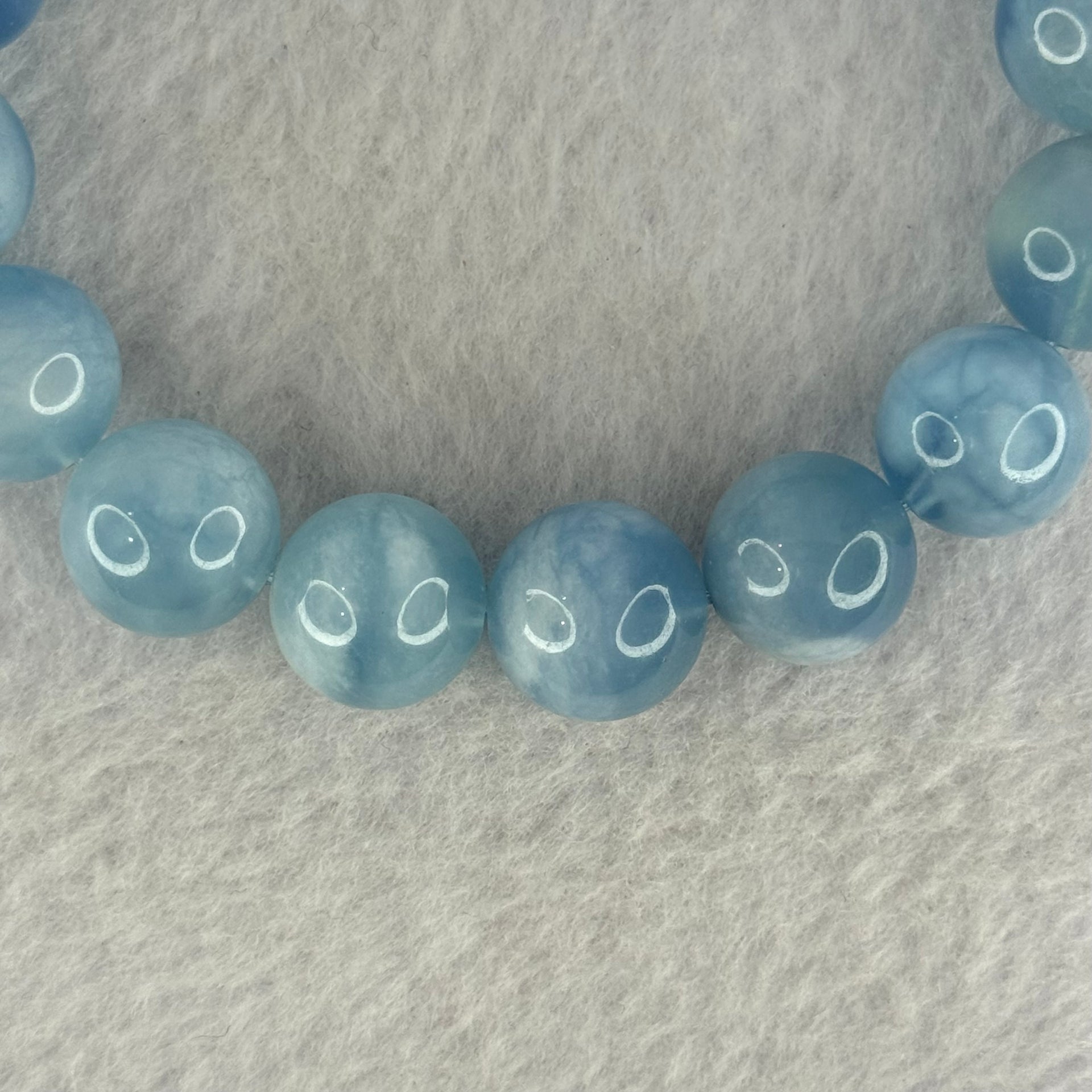 Natural Aquamarine Beads Bracelet 50.83g 18cm 13.2mm 16 Beads - Huangs Jadeite and Jewelry Pte Ltd