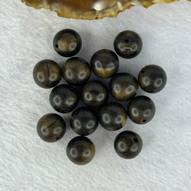 Natural Wild Cambodian Agarwood 1 Bead 天然野生柬埔寨沉香珠子 each about 0.97g 12.4mm (price per bead) - Huangs Jadeite and Jewelry Pte Ltd