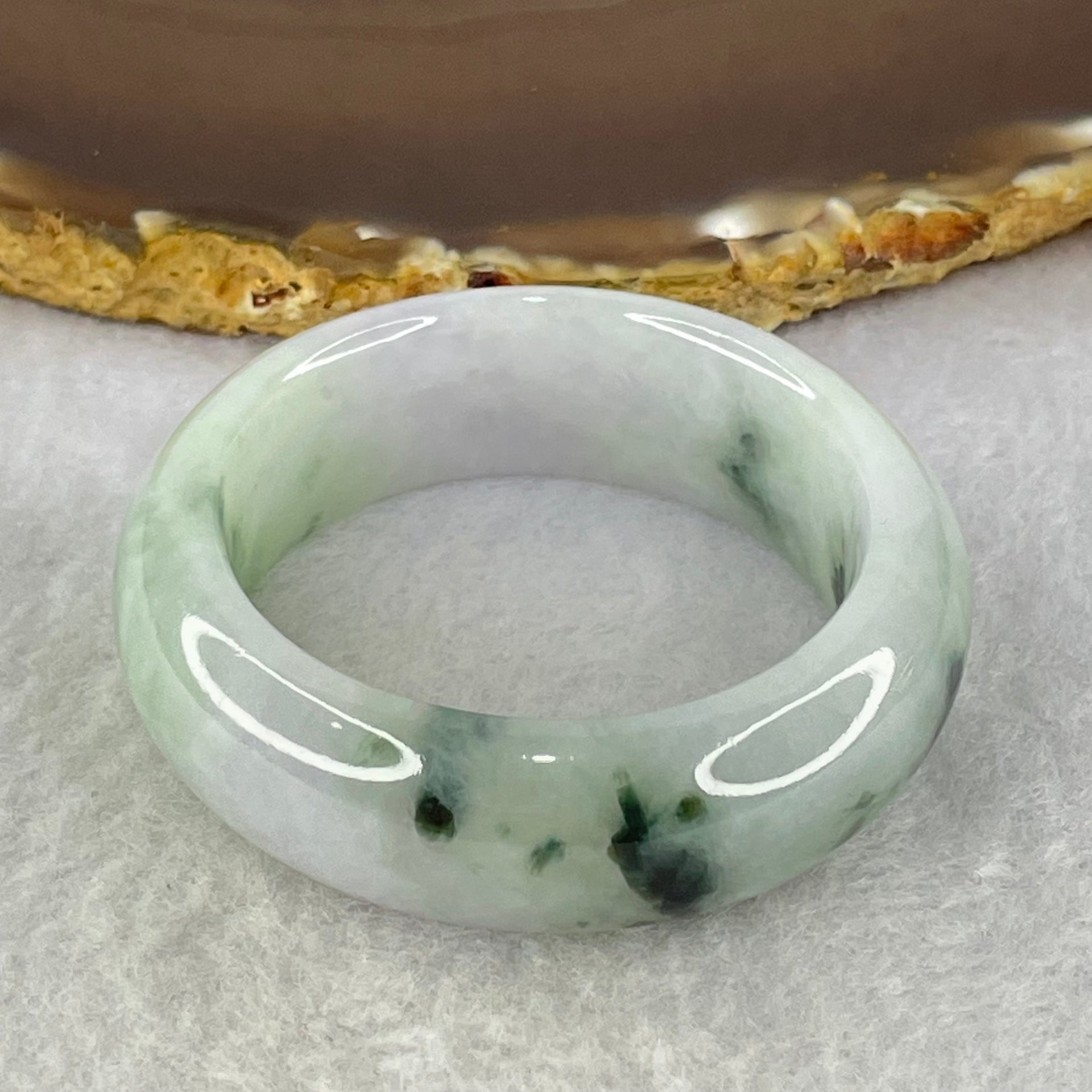 Type A Lavender Green with Dark Green Piao Hua Jadeite Baby Bangle Internal Diameter 40.3mm 48.77g 15.9 by 8.1mm - Huangs Jadeite and Jewelry Pte Ltd