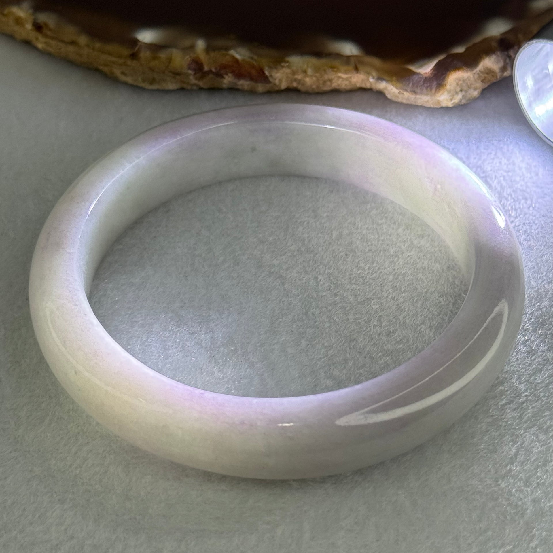 Type A Light Lavender with Slight Light Green Jadeite Bangle Internal Diameter 55.9mm 53.17g 12.1 by 8.2mm (Very Slight Internal Lines) - Huangs Jadeite and Jewelry Pte Ltd