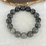 Good Grade Natural Grey Rabbit Hair Rutilated Quartz Beads Bracelet 52.45g 18cm 13.5mm 16 Beads - Huangs Jadeite and Jewelry Pte Ltd