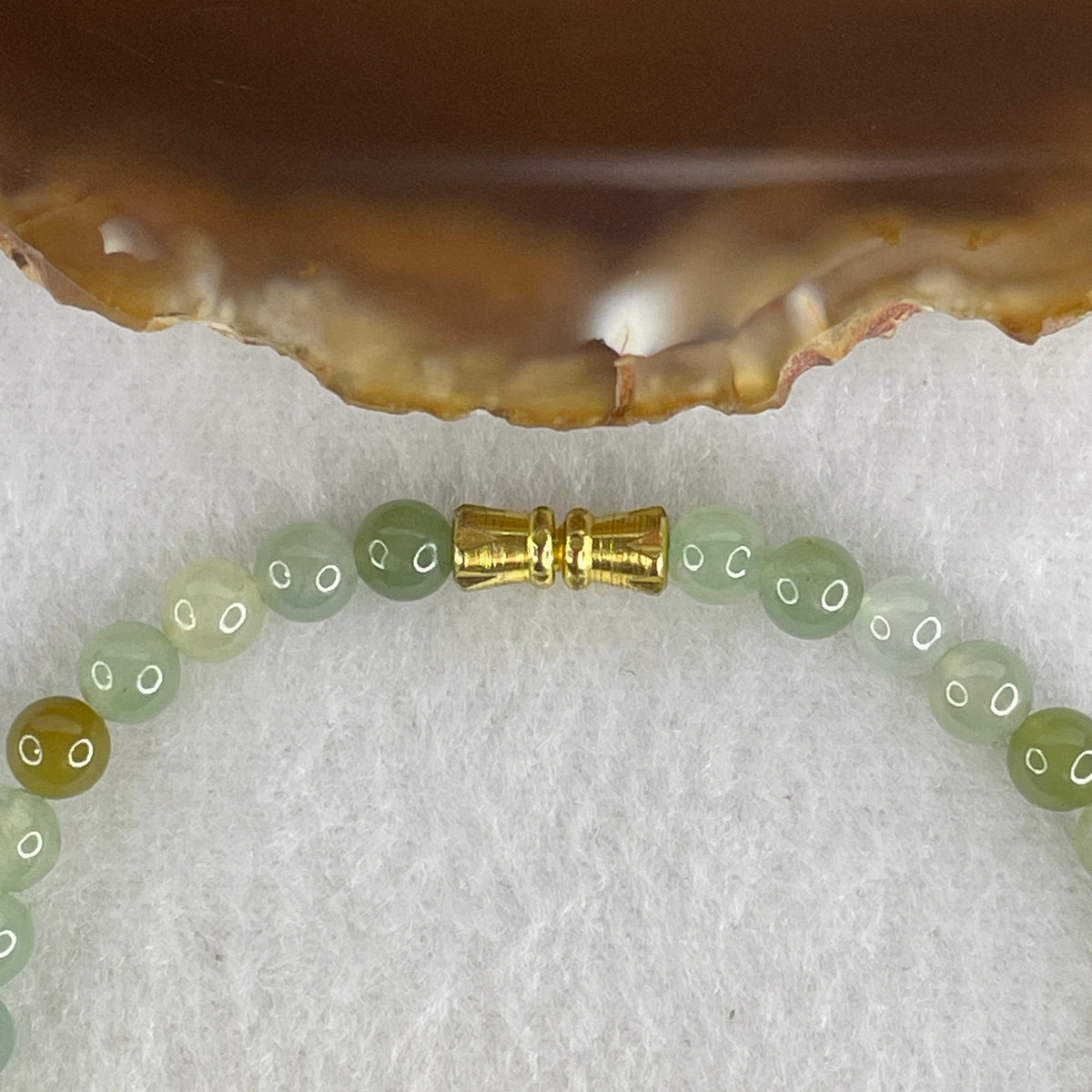 Natural Type A Semi-Icy Light Green, Blueish-Green & Yellow Jadeite Beads Bracelet | (10.66g | 17.5cm | 5.4mm | 35 Beads | Heart, Solar Plexus & Throat Chakra Synergy, Three-Star Prosperity "Fu Lu Shou" Catalyst & Feng Shui Wealth Anchor)