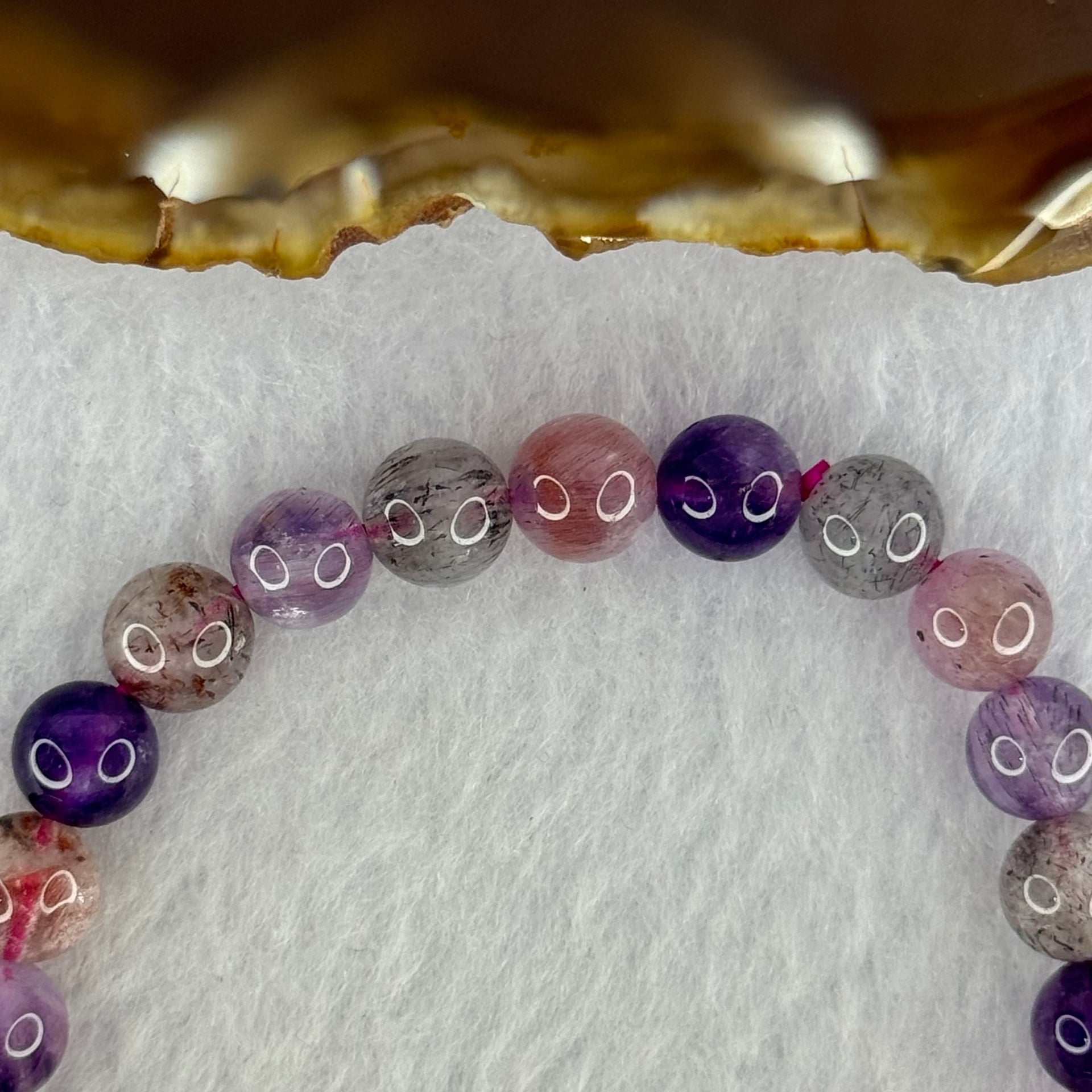 Natural Super 7 Beads Bracelet 15.80g 16cm 7.9mm 25 Beads - Huangs Jadeite and Jewelry Pte Ltd