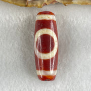 Natural Powerful Tibetan Old Oily Red White Agate One Eye Gold Metal Element Dzi Bead Heavenly Master (Tian Zhu) 一眼金天珠 10.81g 38.0 by 13.5mm - Huangs Jadeite and Jewelry Pte Ltd
