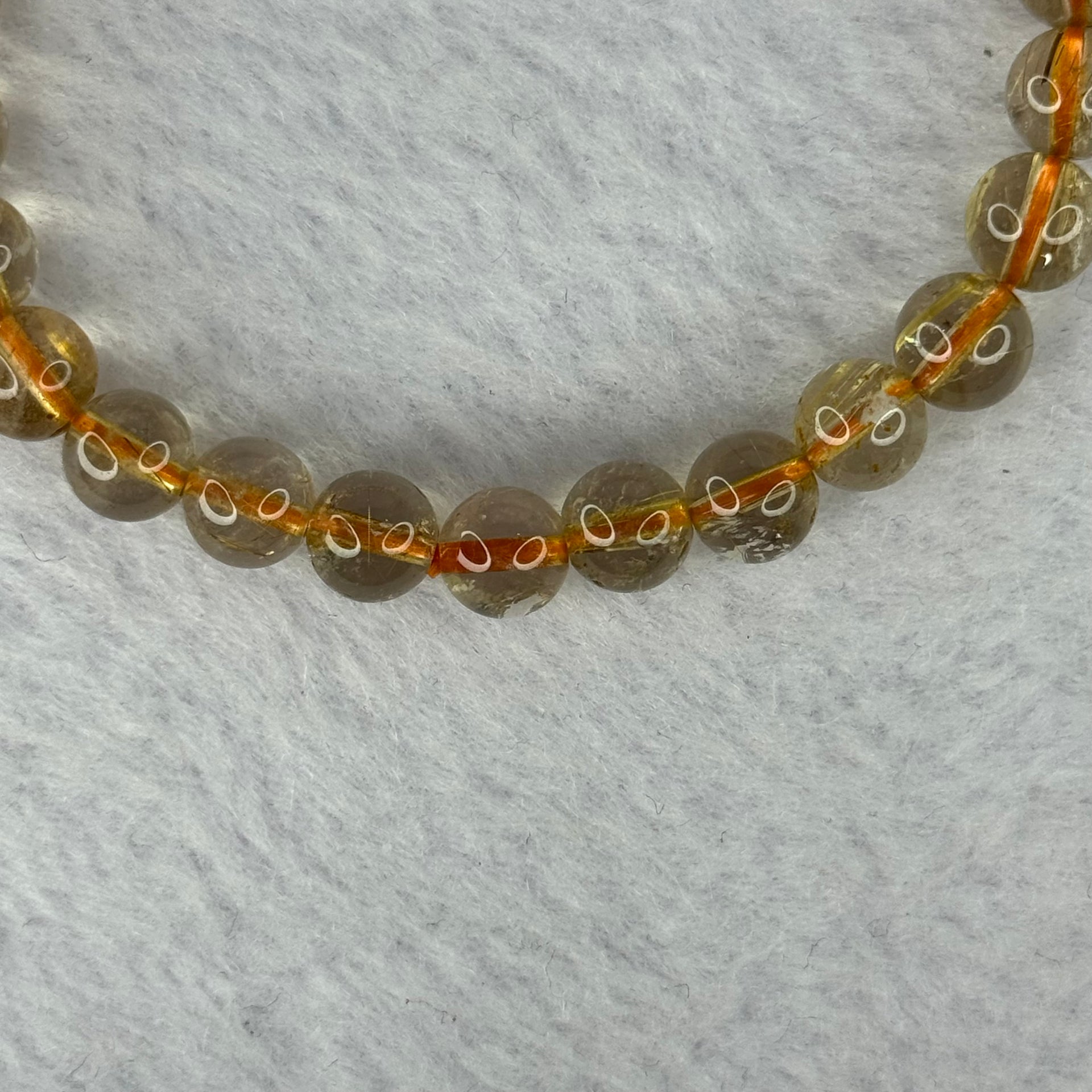 Natural Golden Rutilated Quartz Beads 天然金发水晶手链 17.51g 15cm 8.4mm 23 Beads - Huangs Jadeite and Jewelry Pte Ltd