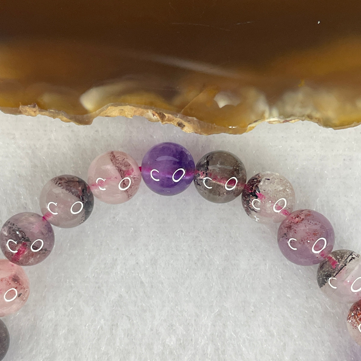 Certified Above-Average Grade Natural Super 7 Crystal Beads Bracelet | High-Density Multi-Bead Stackable Strand | Authentic Sacred Seven Multi-Mineral Inclusions Quartz Spiritual Catalyst & Auric Shield Bracelet (12.47g | 15.5cm Length | 7.3mm | 26 Beads)