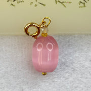 Pink Cat's Eye Glass Charm Pendent 2.40g 13.5 by 9.7mm - Huangs Jadeite and Jewelry Pte Ltd