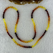 Natural Mixed Color Amber Beads Elastic Necklace 天然血珀项链 10.77g 36cm 7.4mm 52 Beads - Huangs Jadeite and Jewelry Pte Ltd