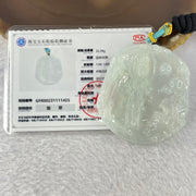 Type A Light Green to white Jadeite Guan Yin Pendent 32.29g 57.8 by 52.6 by 6.6mm - Huangs Jadeite and Jewelry Pte Ltd