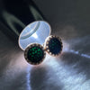 Type A Translucent Black Jadeite Round Earrings in 925 Silver with Crystals 1.93g 11.1 by 1.9mm (Rose Gold Color) - Huangs Jadeite and Jewelry Pte Ltd