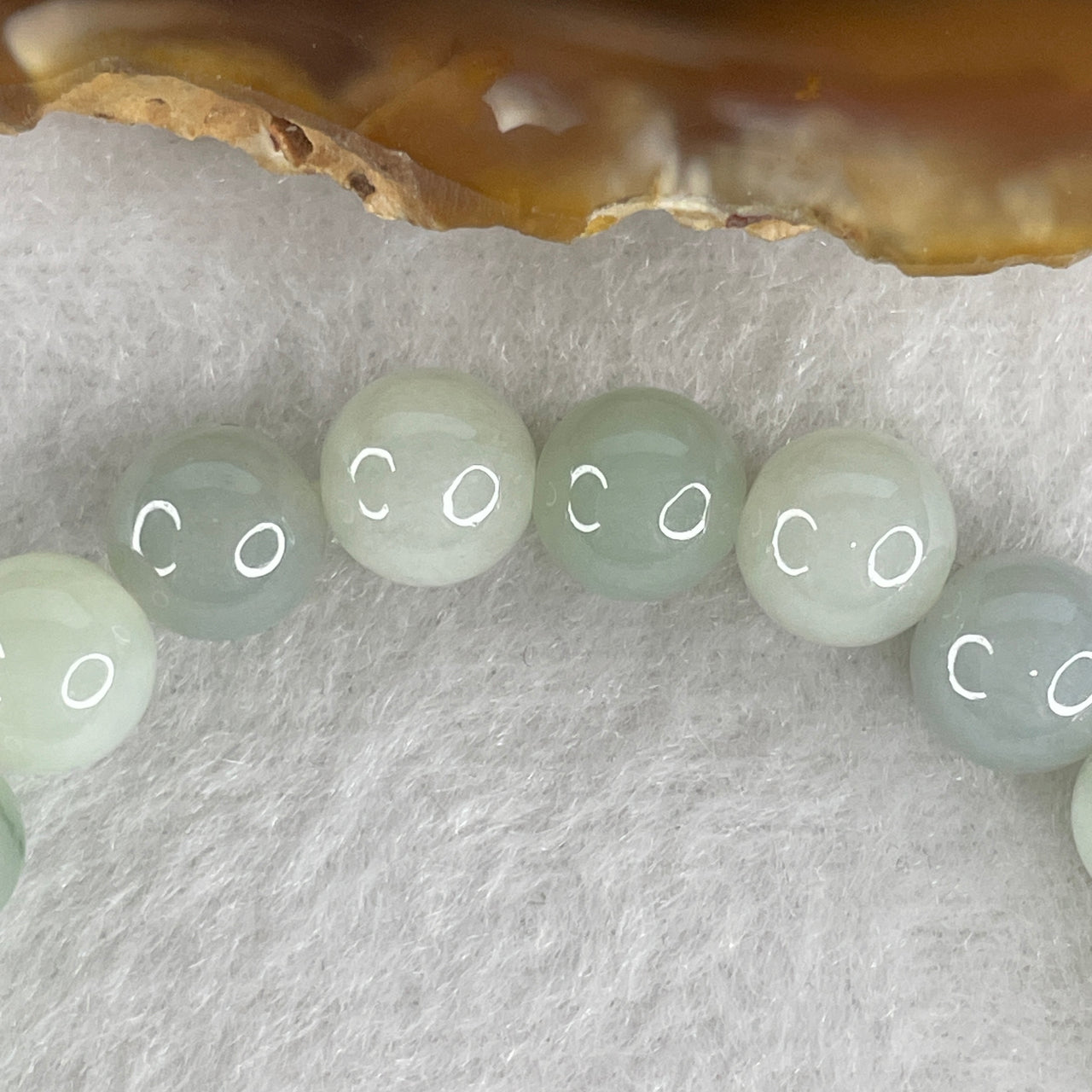Type A Natural Jadeite Bracelet 18.38g - 7.7mm x 24 Beads - 15cm Length - Blueish Green and White Grade A Untreated Jadeite Jewelry