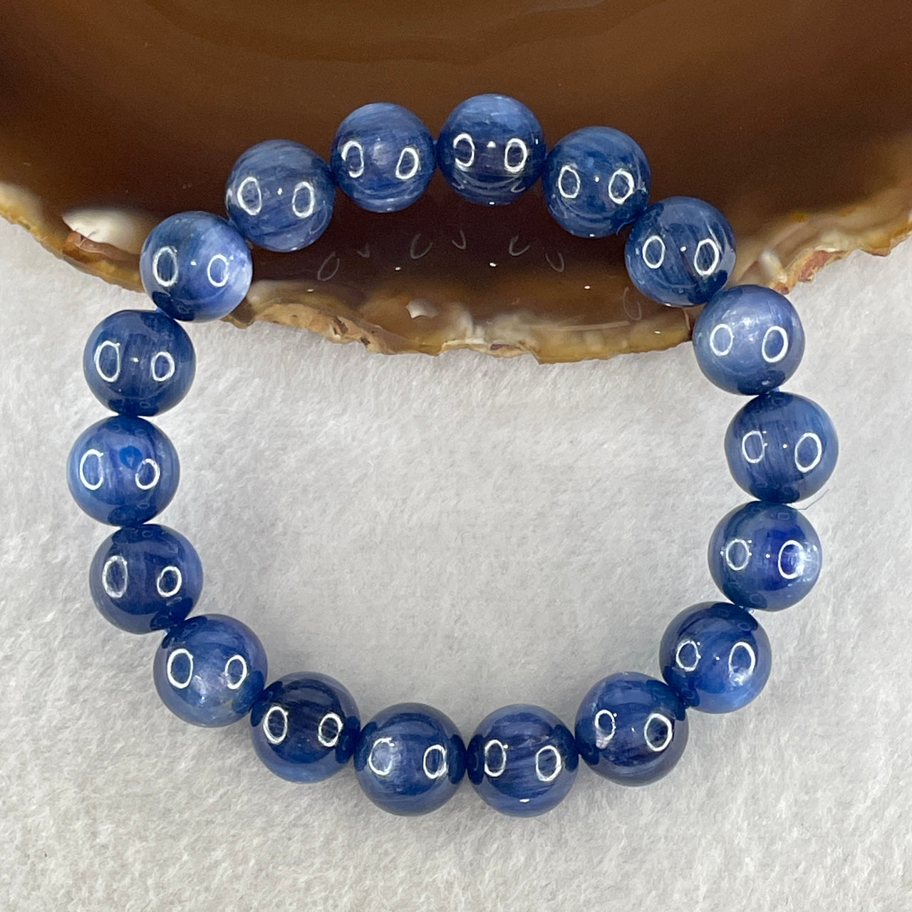 Certified Natural Good Grade Blue Kyanite Beads Bracelet 42.15g 15.5cm 10.8mm 18Beads