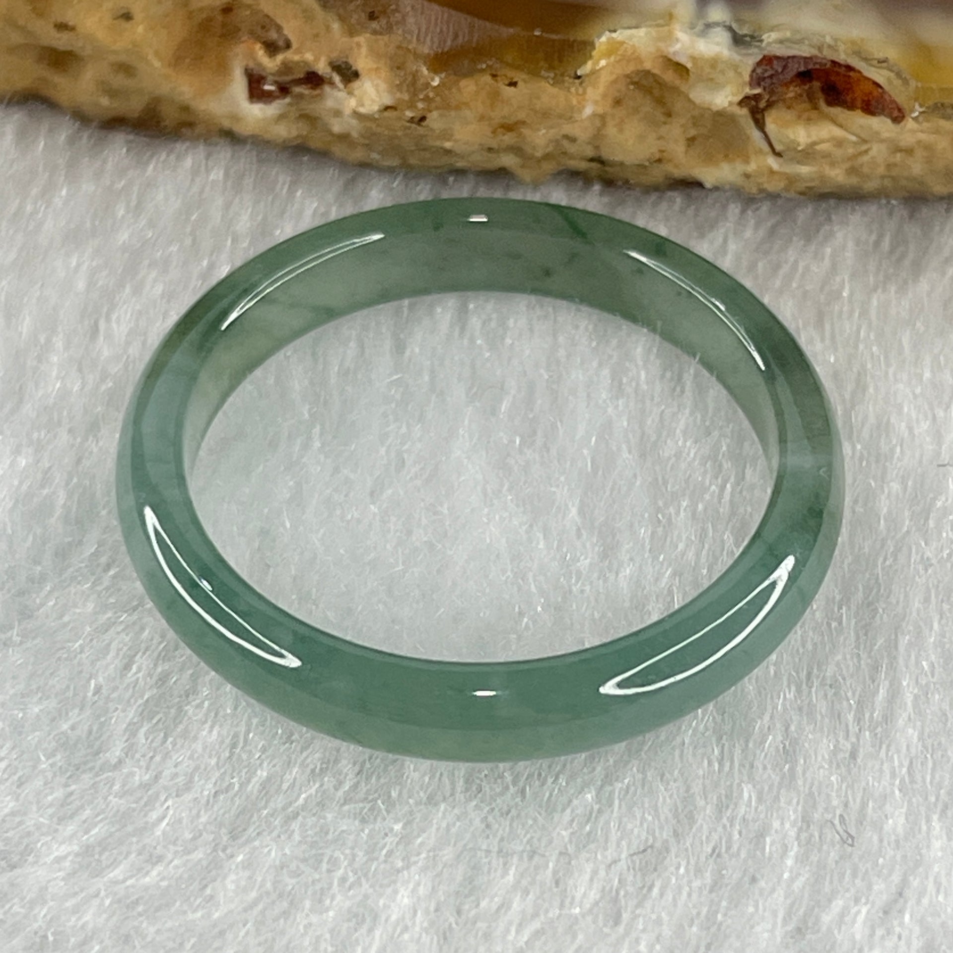 Natural Type A Semi Icy Blueish Green Jadeite Ring 1.25g 3.4 by 2.4mm US7.3 HK16 (Perfect) - Huangs Jadeite and Jewelry Pte Ltd