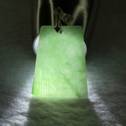 Type A Green Jadeite Wu Shi Pai in S925 Silver Clasp 3.78g 24.7 by 19.4 by 3.2mm - Huangs Jadeite and Jewelry Pte Ltd