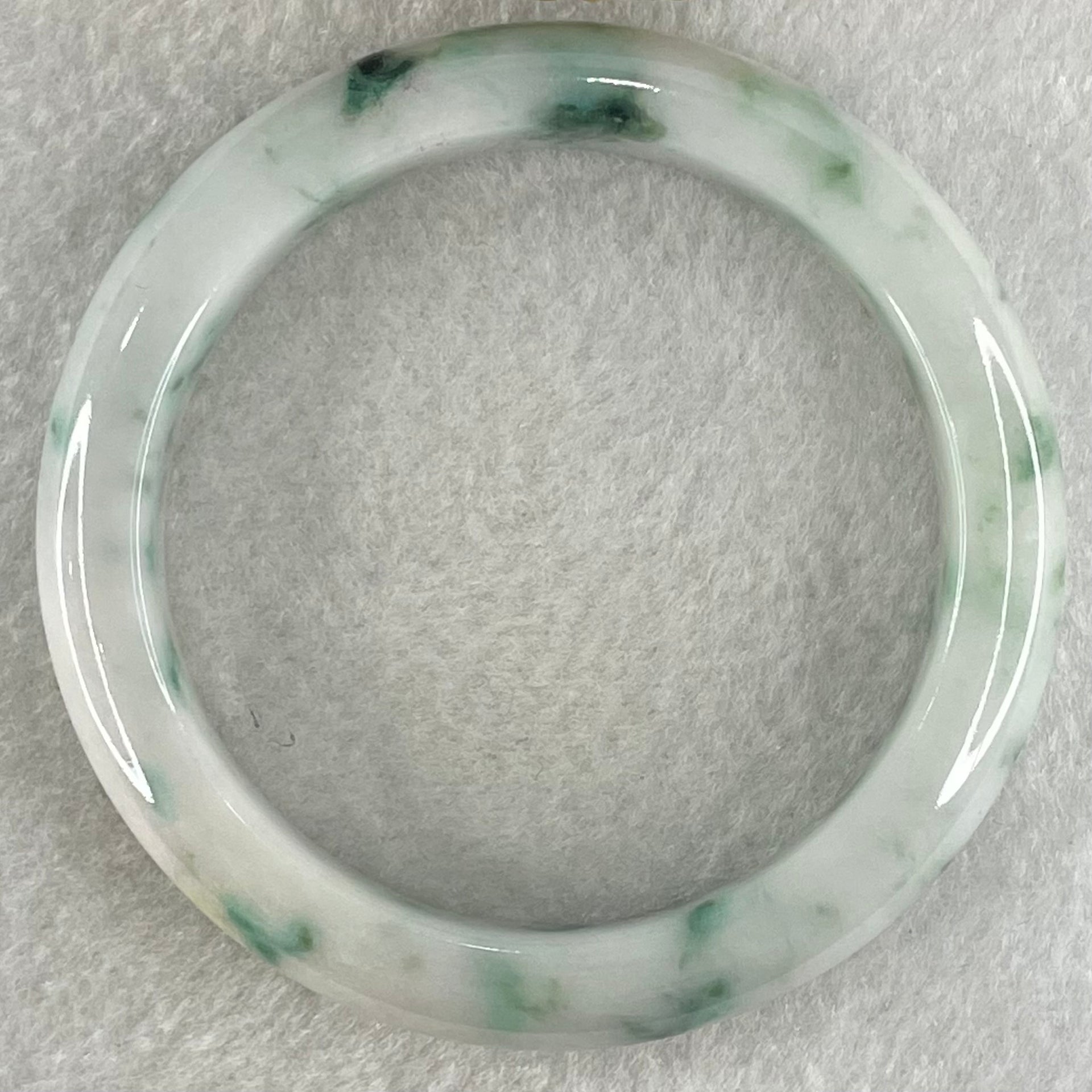 Type A Light Green Lavender with Blueish Green and Yellow Piao Hua Jadeite Bangle 49.56g Internal Diameter 52.5mm 11.7 by 8.2mm (Very Slight Internal Line) - Huangs Jadeite and Jewelry Pte Ltd