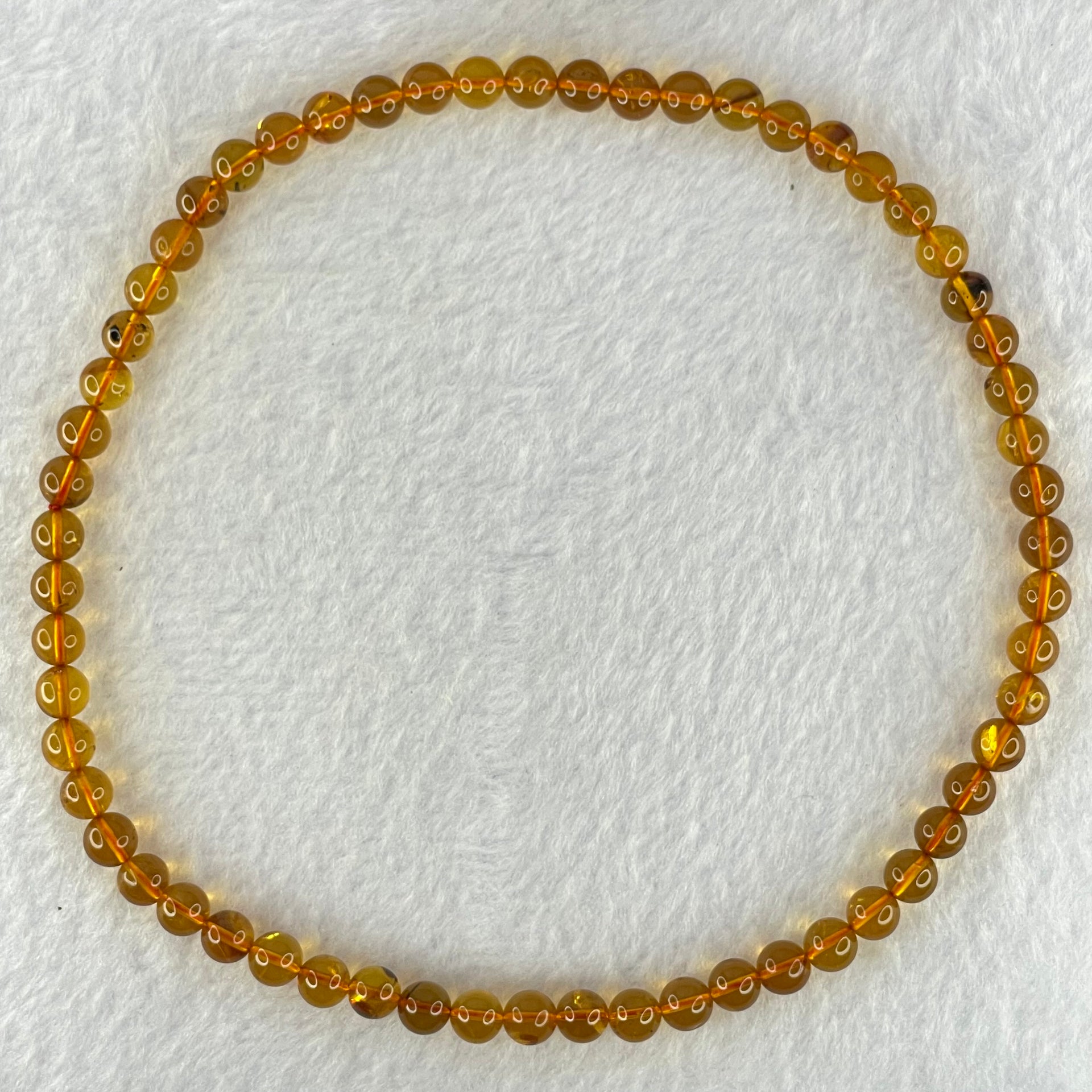 Natural Gold Yellow Amber Elastic Necklace 天然黄琥珀项链 9.24g 32cm 6.7mm 59 Beads - Huangs Jadeite and Jewelry Pte Ltd