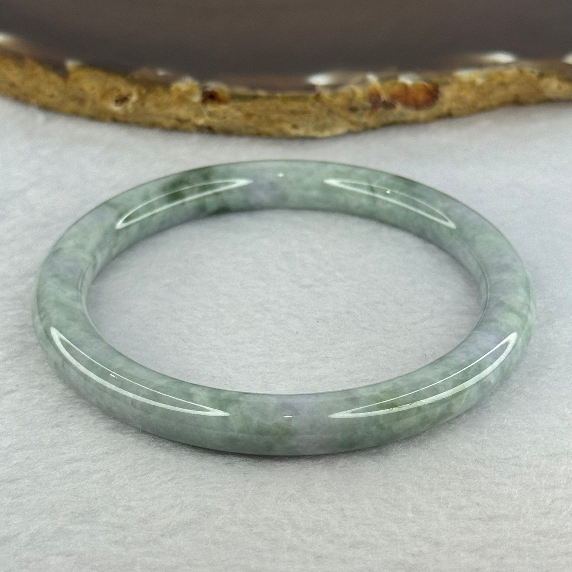 Type A Deep Lavender and Green Piao Hua Jadeite Bangle 31.99g Internal Diameter 57.0mm 8.0 by 8.0mm (Slight Internal Line) - Huangs Jadeite and Jewelry Pte Ltd