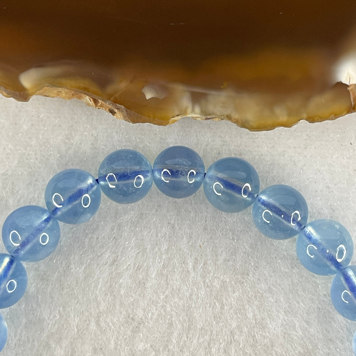 Certified Good Grade Natural Aquamarine Beads Bracelet | 15.5cm with 24 Beads 7.8mm (14.55g | Ocean Blue Translucency | Throat & Third Eye Chakra Harmony, Tranquil Communication & Serene Wealth Shield)