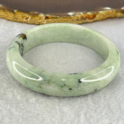 Type A Green with Moss Green Piao Hua Jadeite Bangle Internal Diameter 56.5mm 64.29g 14.4 by 8.7mm (Slight Internal Lines) - Huangs Jadeite and Jewelry Pte Ltd